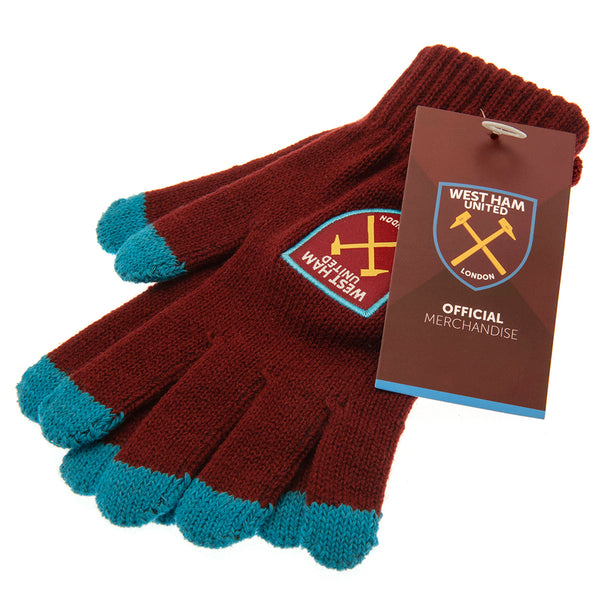 West Ham United FC Touchscreen Compatible Adult Knitted Gloves