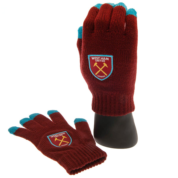 West Ham United FC Touchscreen Compatible Adult Knitted Gloves