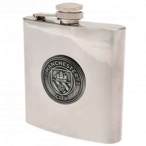 Manchester City FC Chrome Hip Flask In Gift Box