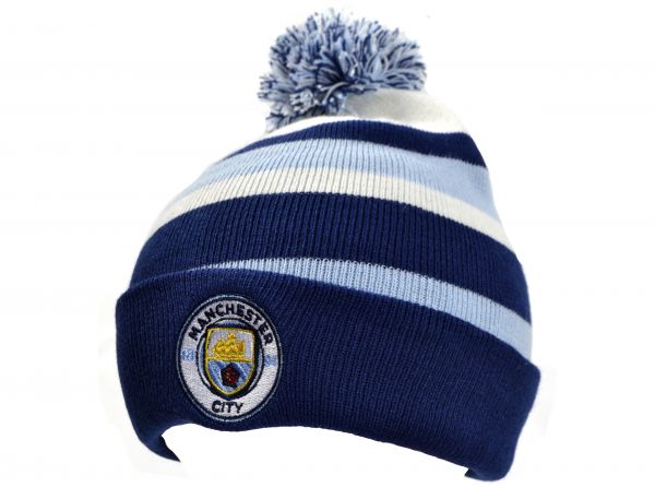 Manchester City FC Navy Striped Ski Hat