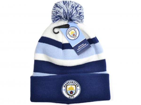 Manchester City FC Navy Striped Ski Hat