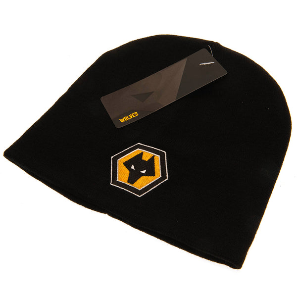 Wolverhampton Wanderers FC Black Crest Knitted Beanie Hat