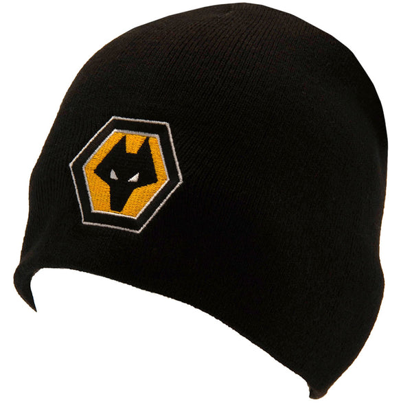 Wolverhampton Wanderers FC Black Crest Knitted Beanie Hat