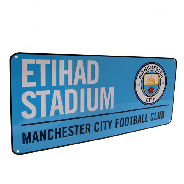 Manchester City FC Etihad Stadium Blue Street Sign