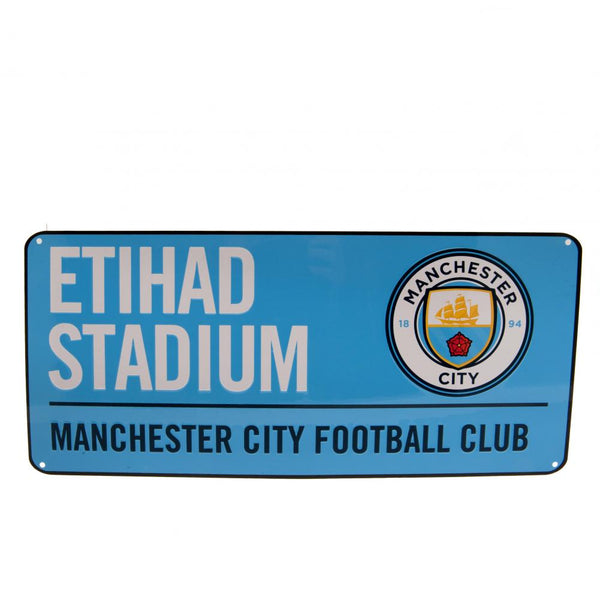 Manchester City FC Etihad Stadium Blue Street Sign