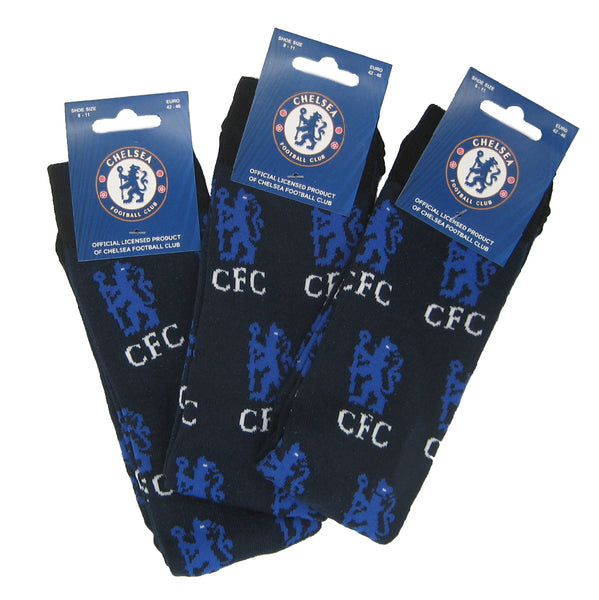 Chelsea FC 3 Pack All Over Print Socks 8-11